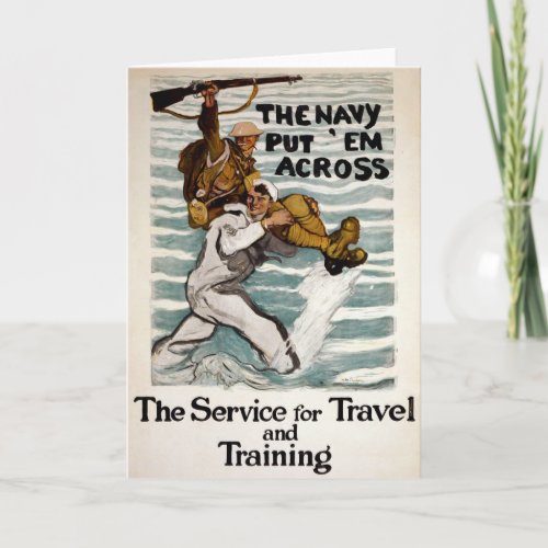 Sailor Wading As He Carries A Soldier On Shoulder Card