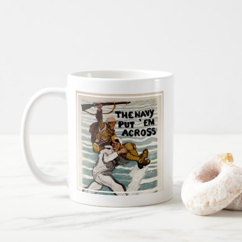 Sailor Wading As He Carries A Soldier On Shoulder Coffee Mug
