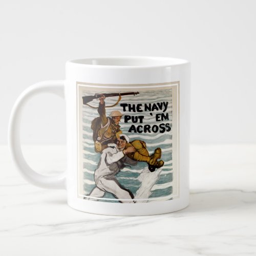 Sailor Wading As He Carries A Soldier On Shoulder Giant Coffee Mug