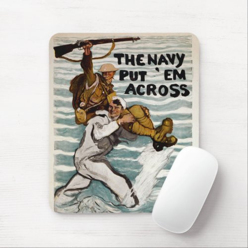 Sailor Wading As He Carries A Soldier On Shoulder Mouse Pad