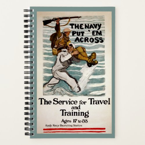 Sailor Wading As He Carries A Soldier On Shoulder Notebook