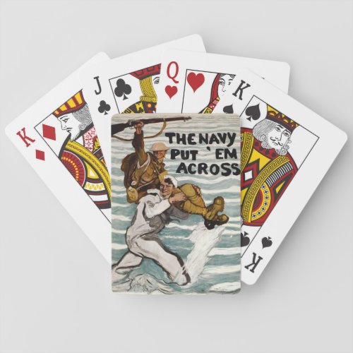 Sailor Wading As He Carries A Soldier On Shoulder Playing Cards