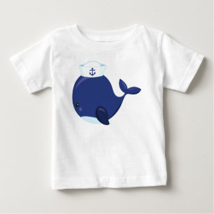 Sailor Whale, Little Whale, Cute Whale, Blue Whale Baby T-Shirt