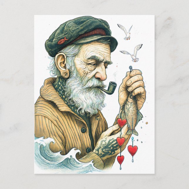 Sailor with Pipe and small hearts Postcard (Front)