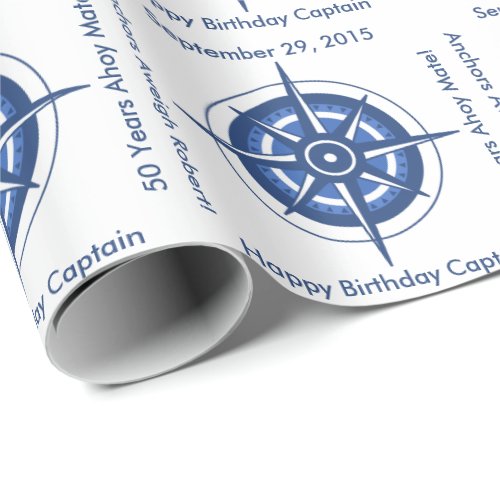 Sailors 50th Birthday Customizable Nautical Wrapping Paper