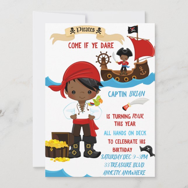Sailors Birthday Invitation Card (Front)
