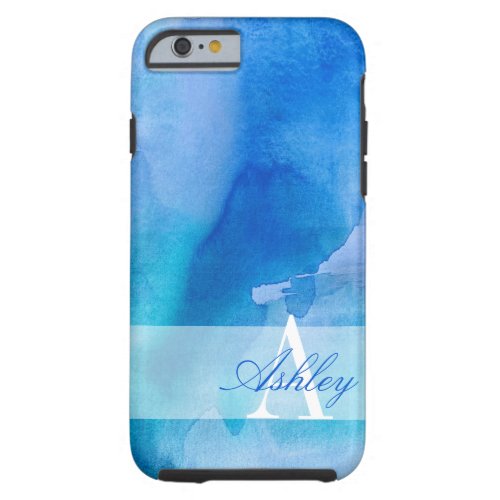 Sailors Blue Watercolor Monogram Tough iPhone 6 Case