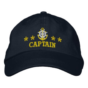 Sailors captain nautical motif embroidered baseball cap