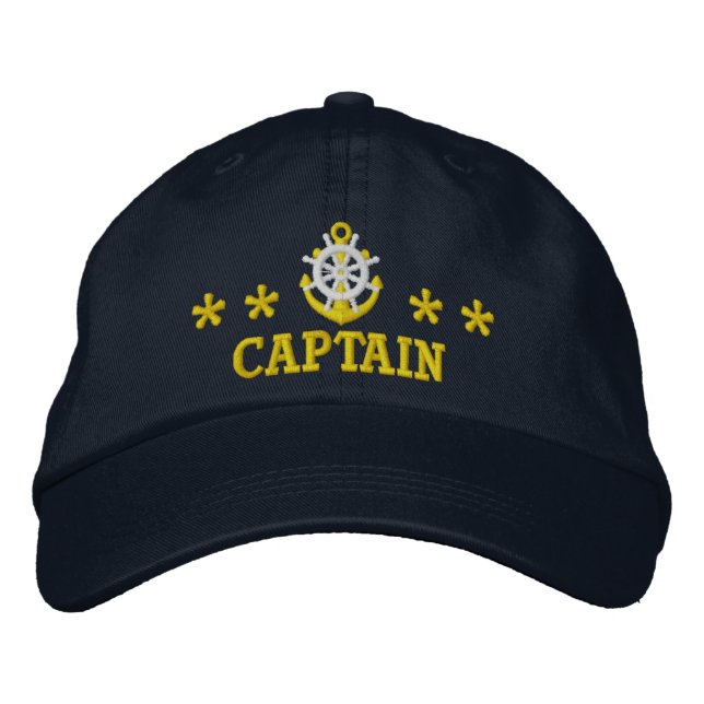 Sailors captain nautical motif embroidered baseball cap (Front)