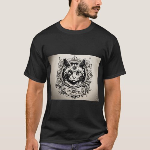 Sailors Companion Black  White Cat Flash Tattoo T_Shirt
