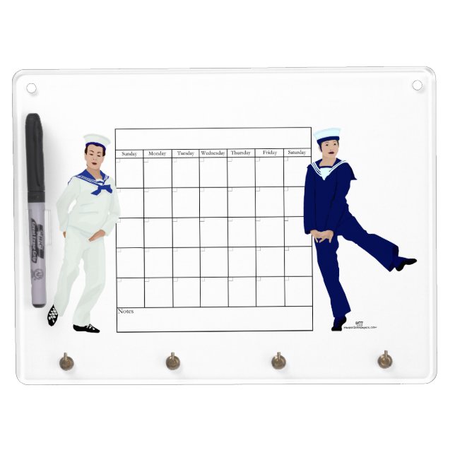 Sailor's Hornpipe Calendar Dry Erase Board With Keychain Holder (Front)