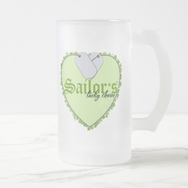 Sailor's Lucky Charm Frosted Glass Beer Mug (Right)