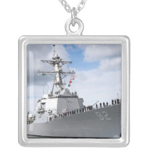 Sailors man the rails silver plated necklace