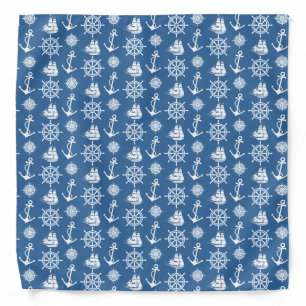 Sailor's Nautical Blue and White Pattern Bandana