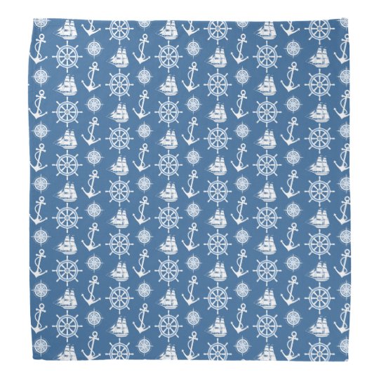 Sailor's Nautical Blue and White Pattern Bandana | Zazzle.com