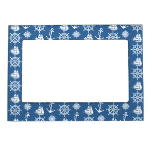 Sailor's Nautical Blue and White Pattern Magnetic Picture Frame