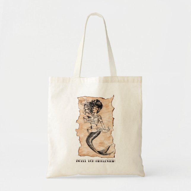 Sailors Ruin, mermaid sailor tattoo Tote Bag (Front)