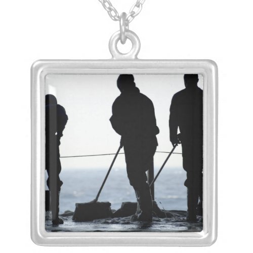 Sailors sweep out the hangar bay silver plated necklace