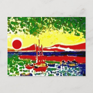 Sails and Beach Sunset Postcard