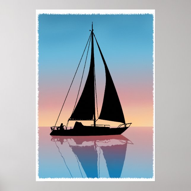 Sails at Sunset Silhouette Poster (Front)