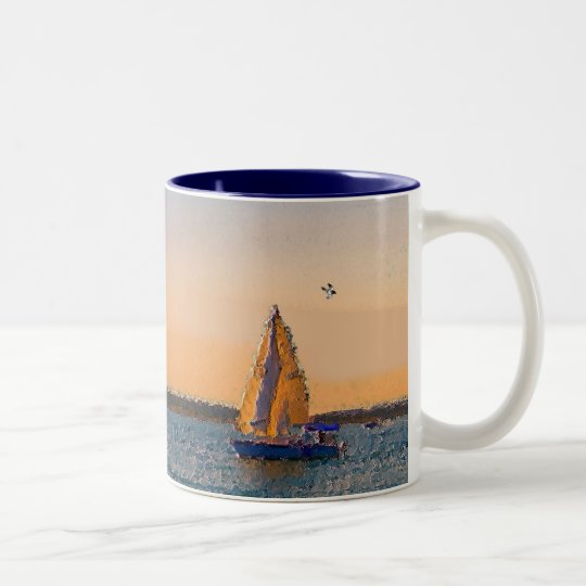 Sails In The Sunset Two-Tone Coffee Mug