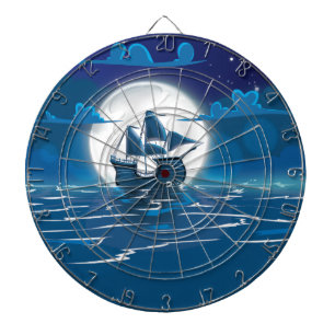 Sailship Voyage under the Moonlight Dartboard