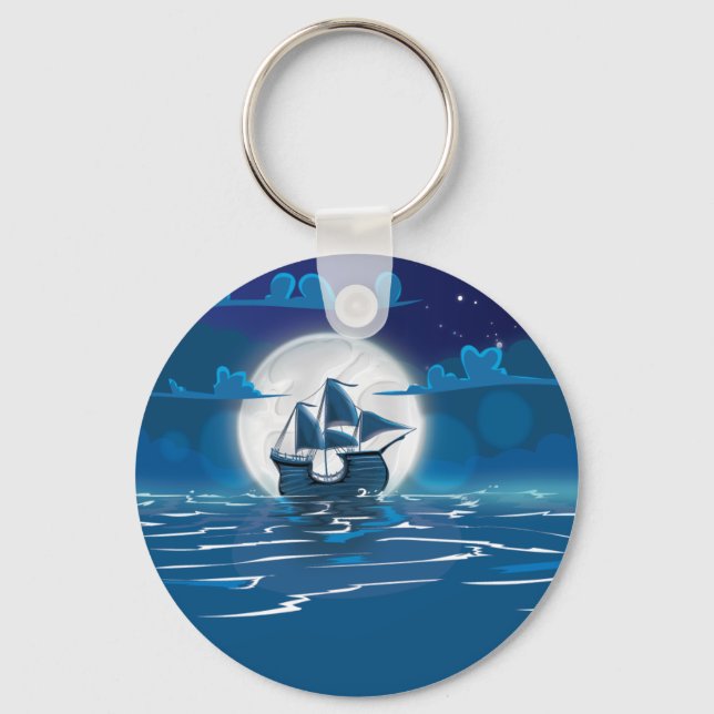 Sailship Voyage under the Moonlight Keychain (Front)