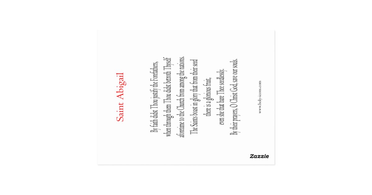 Saint Abigail Prayer Card | Zazzle