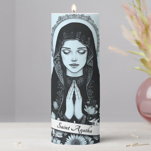 Saint Agatha of Sicily Patron of Nurses Pillar Candle (In Situ)