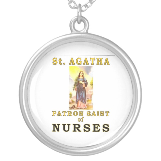 SAINT AGATHA SILVER PLATED NECKLACE (Front)