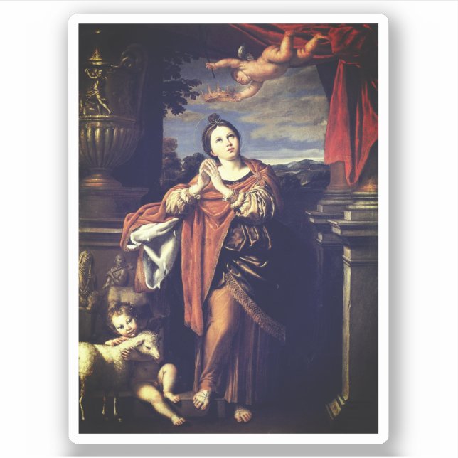 Saint Agnes by Domenichino (c. 1620) Sticker (Front)