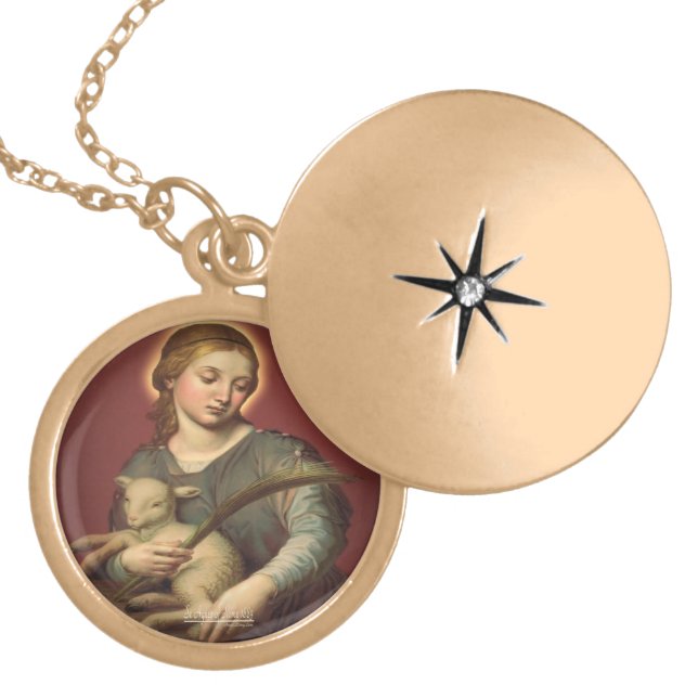 Saint Agnes of Rome Gold Plated Necklace (Front)
