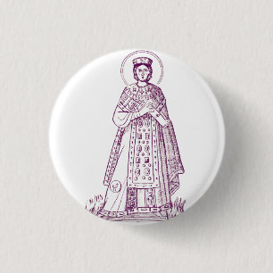 Saint Agnes of Rome greek mosaic Button