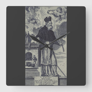 Saint Albinus of Angers Premium Bishop of Mercy Square Wall Clock