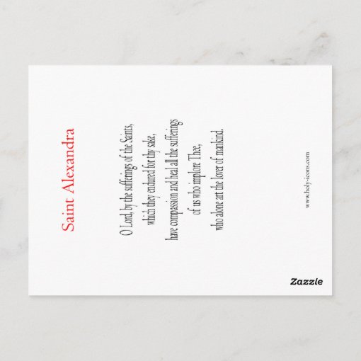 Saint Alexandra Prayer Card Zazzle