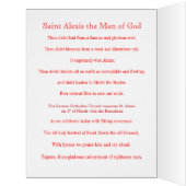 Saint Alexis the Man of God –Prayer & History Card (Inside (Left))