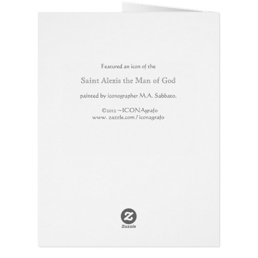 Saint Alexis the Man of God –Prayer & History Card (Back)