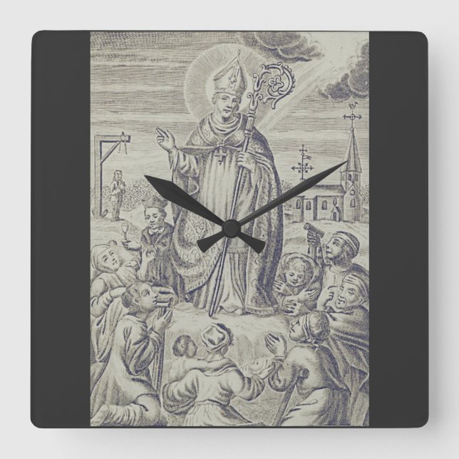 Saint Amand bishop of Tongeren-Maastricht Square Wall Clock (Front)