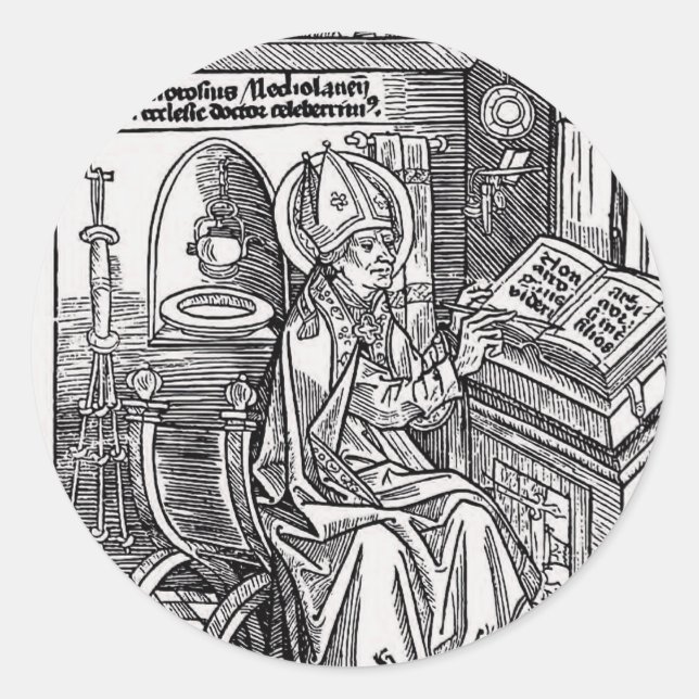 Saint Ambrose of Milan Classic Round Sticker (Front)