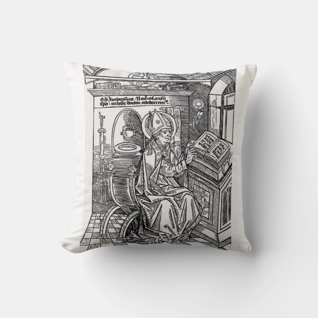 Saint Ambrose of Milan Throw Pillow (Front)