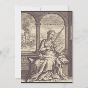 Saint Anastasia the Deliverer Black & White Art Holiday Card