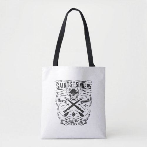 saint and sinners rock n roll forever death proof tote bag