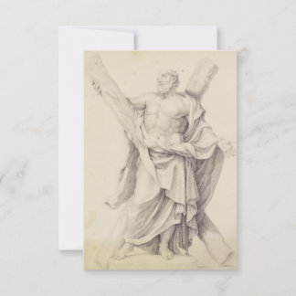 Saint Andrew Apostle Ink Graphic Holy Card