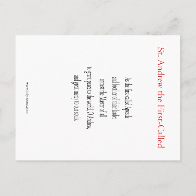 Saint Andrew Prayer Card (Back)