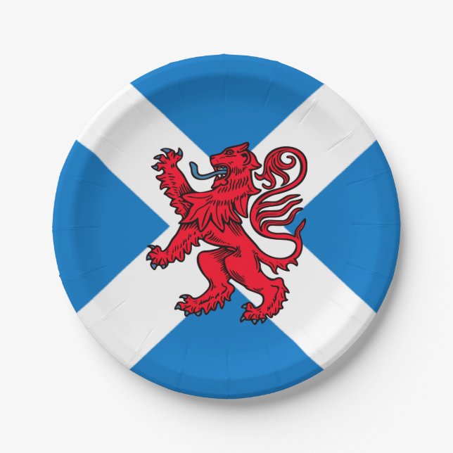 Saint Andrew's Cross Scottish Flag & Lion Rampant Paper Plates (Front)