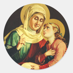 Saint Ann and Virgin Mary Classic Round Sticker