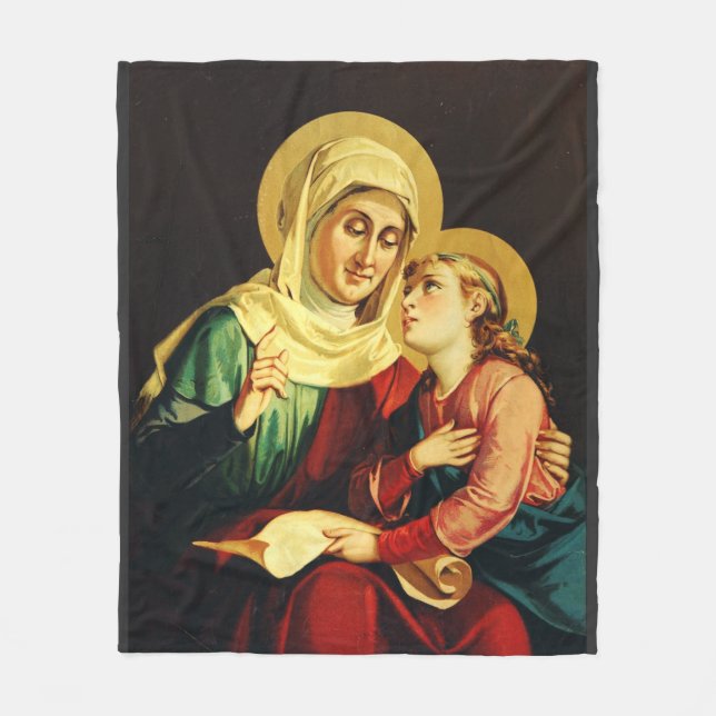 Saint Ann and Virgin Mary Fleece Blanket (Front)