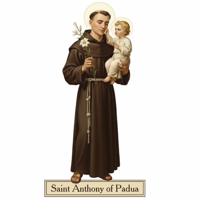 Saint Anthony of Padua 2D Statue Statuette (Front)