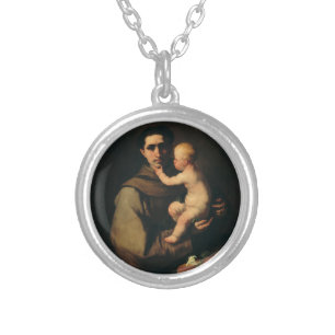 Saint Anthony of Padua by Luca Giordano Silver Plated Necklace