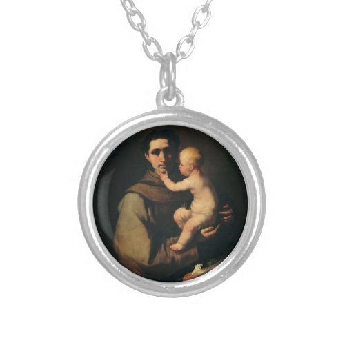 Saint Anthony of Padua by Luca Giordano Silver Plated Necklace